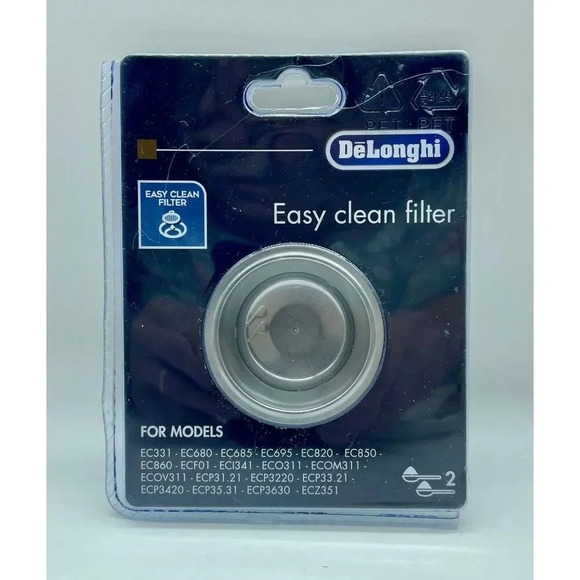 Easy Clean Filter 2x Dose For Delonghi Automatic Coffee Machine EC331 EC680 More - Picture 1 of 2